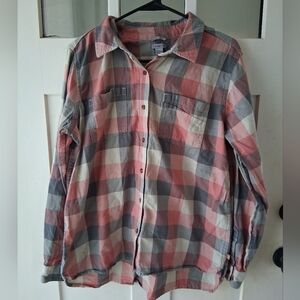 Carhartt Plaid Button-Up Shirt in Coral & Gray